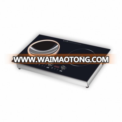 Ultra Slim 2 zone induction cooker with black glass Hob sensor Timer LED