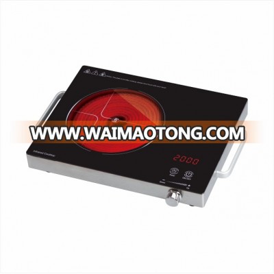 Portable Infrared Cooktop Electric Ceramic Digital Hot Plate with Black Glass